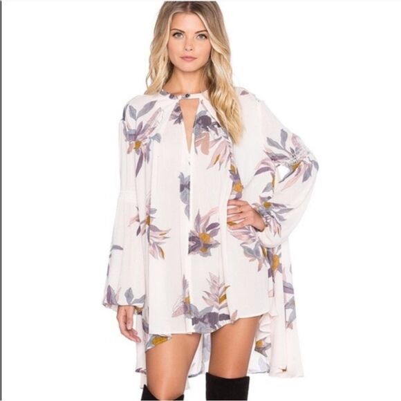 Free People Tree Swing Electric Orchid Floral Oversized Tunic Dress - Picture 1 of 16